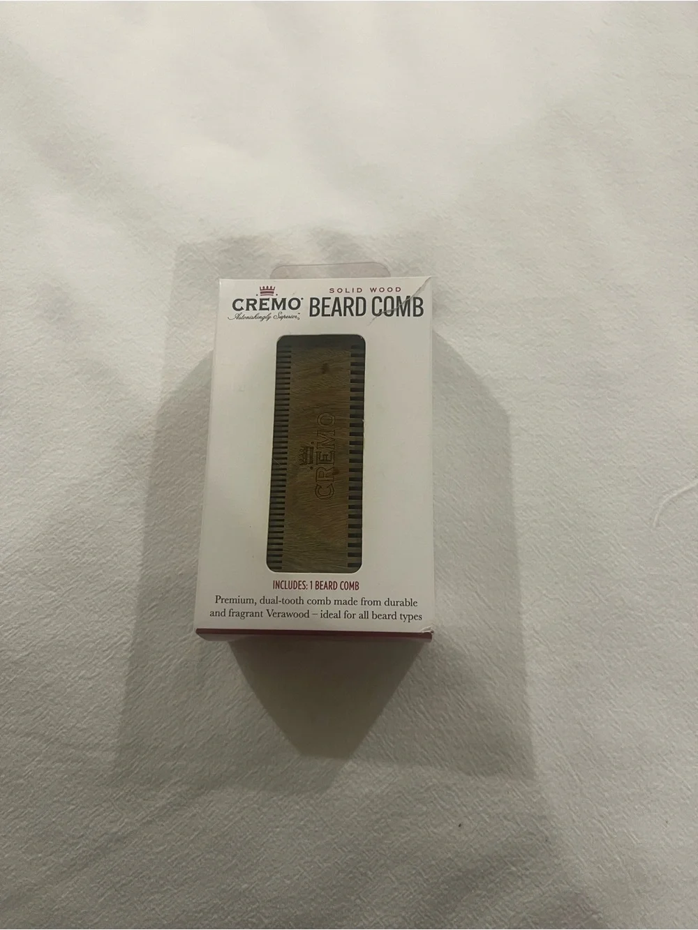 CREMO Solid Wood Beard Comb — Natural Brown Grooming Tool